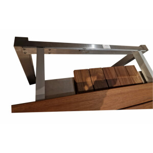 Tischgestell ausziehbar   200/300 x 100 cm Edelstahl Pulverbeschichtet RAL 9005