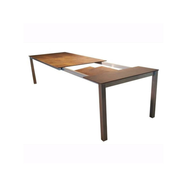 Gartentisch ausziehbar HPL/ Edelstahl 160 x 100 cm-0794 Bronze mit Struktur Oberfläche-Edelstahl