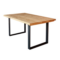 GartenTisch  München Lärche L/B 180 x 100 cm-STAHL PULVERBESCHICHTET RAL 9005