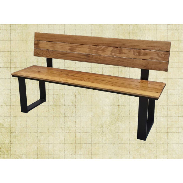 Kufen Gartenbank 120 cm  mit Lehne Edelstahl/Teakholz/Pulverbeschichtet