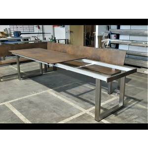 Gartentisch ausziehbar mit Kufengestell 200 x 80 cm-0794S BRONZE STRUKTUR-PULVERBESCHICHTET