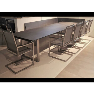 Gartentisch ausziehbar mit Kufengestell 240 x 90 cm-0428S CAVE STRUKTUR-EDELSTAHL