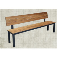 Gartenbank Wien mit Lehne  Edelstahl|Teakholz 200 cm-4 x 4 cm