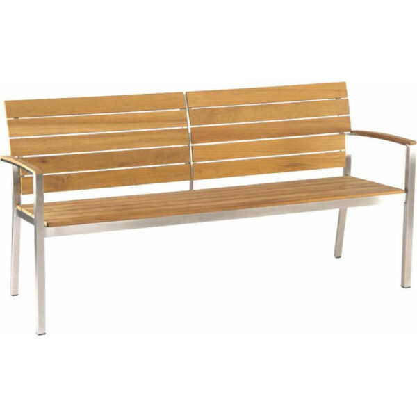 Bank Savona 2-Sitzer Edelstahl mit Teakbelattung und Teakarmlehnen FSC®-zertifiziert