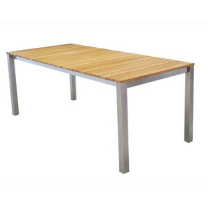 Gartentisch Wien Edelstahl/Teakholz 120 cm-90 cm-6 x 6 cm