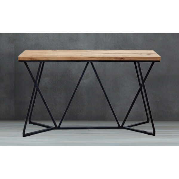 Industrielle Metallkonsole mit 4 cm Eichenplatte