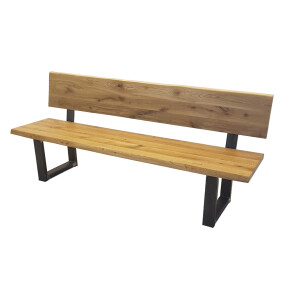 Eiche-Bank mit Lehne180 cm | 40 mm Baumkante | Gestell...